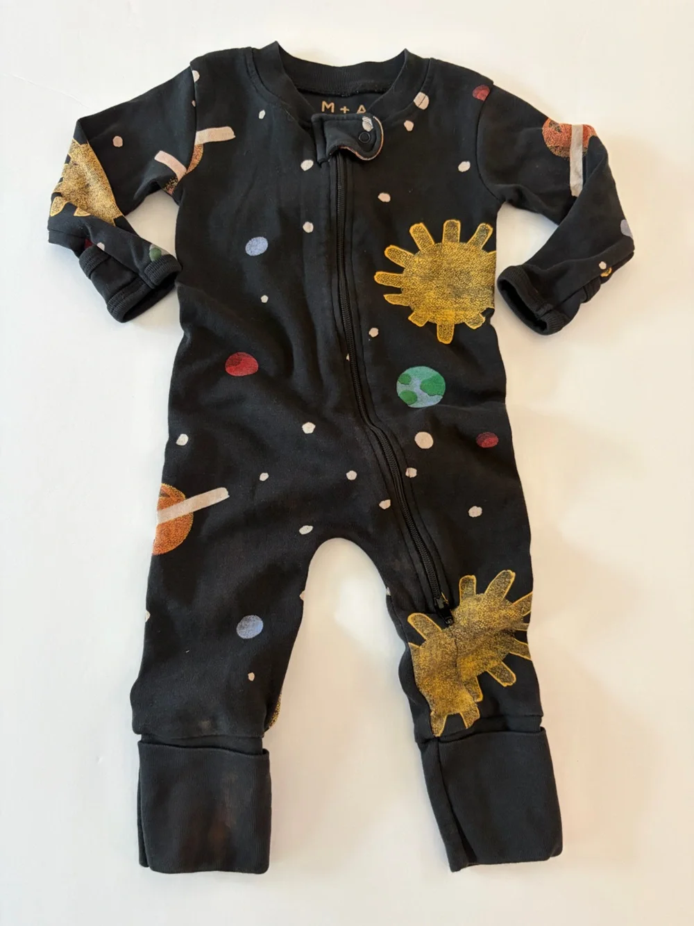 M+A by Monica + Andy Organic Cotton Baby Footie Pajama Space Print 3-6 Months